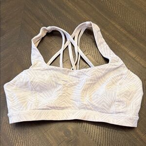Lululemon Women's White & Grey Patterned Strappy Sports Bra - 8